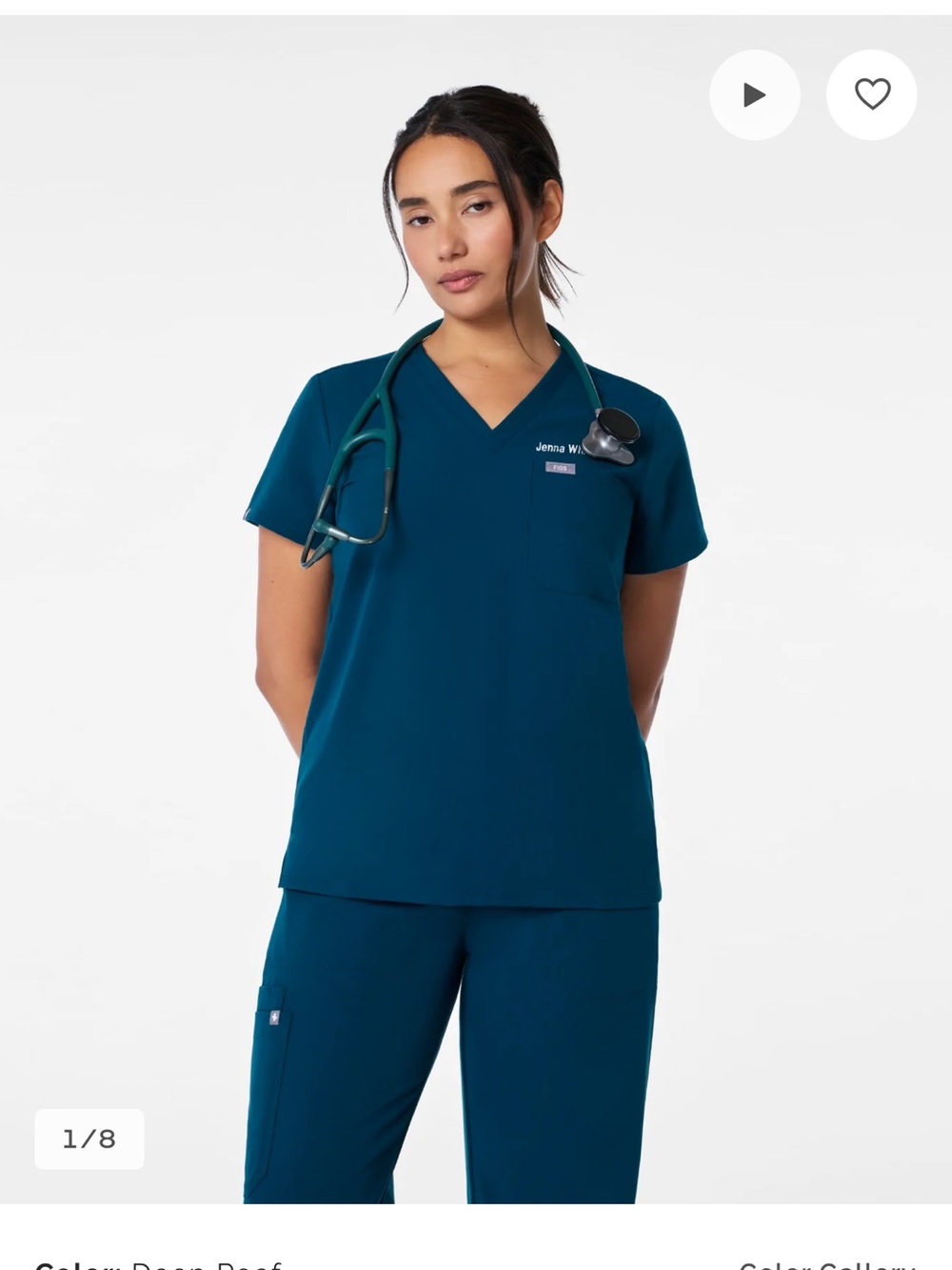 Figs Teal V-Neck Short Sleeve Medical Top